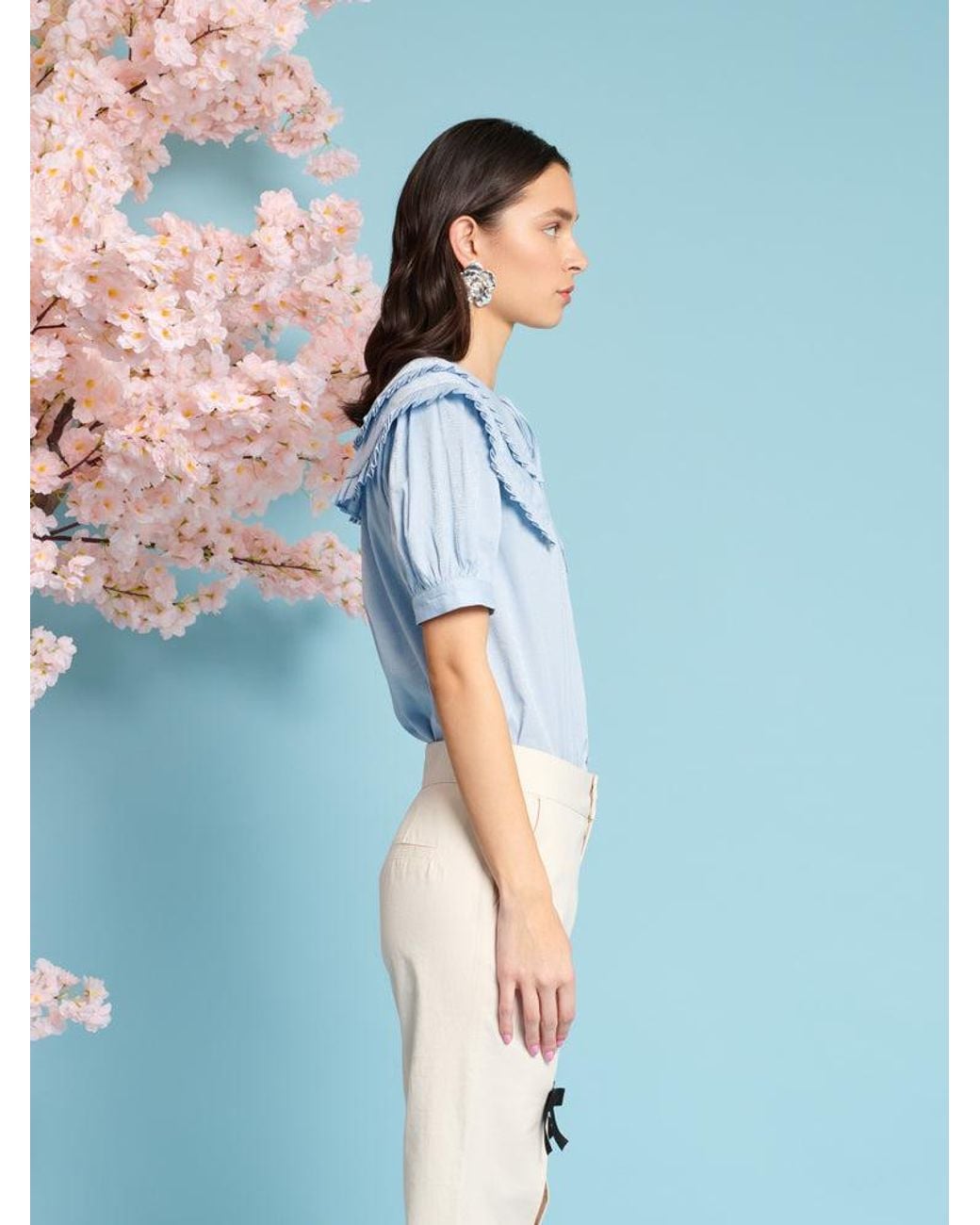 Sister Jane Blue Flutter Pleat Blouse