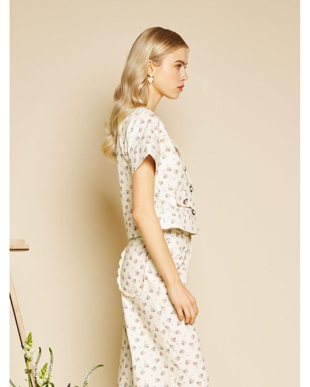 Sister Jane Natural Pêche Ditsy Denim Top