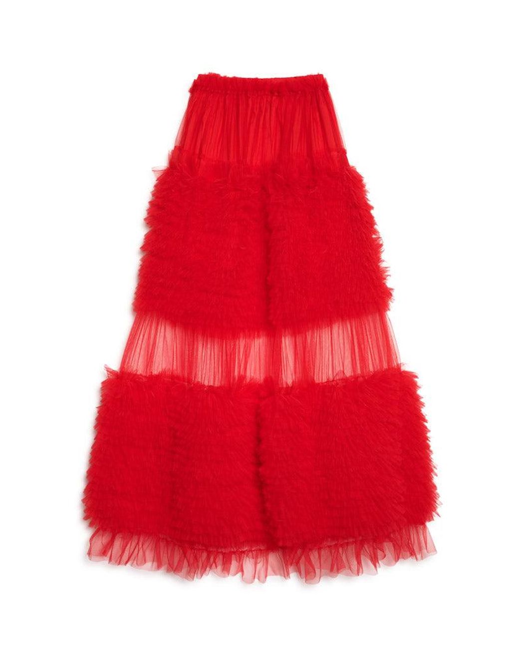 Sister Jane Red Dream Pigment Tulle Ruffle Maxi Skirt
