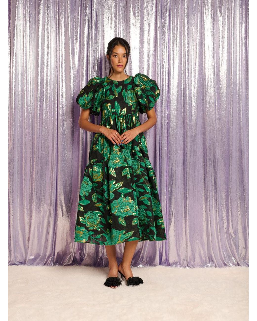 Sister Jane Green Manor Jacquard Midi Dress