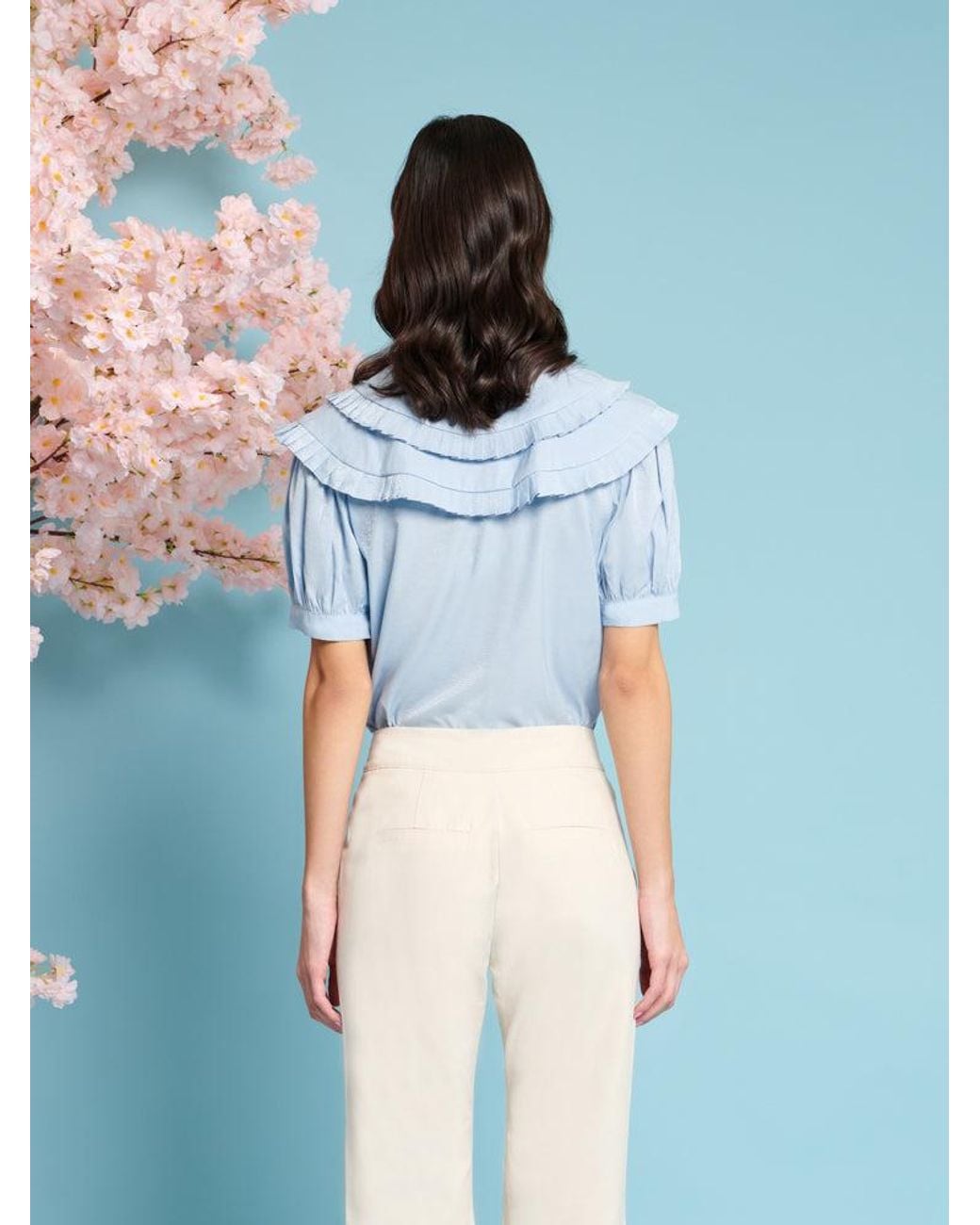 Sister Jane Blue Flutter Pleat Blouse