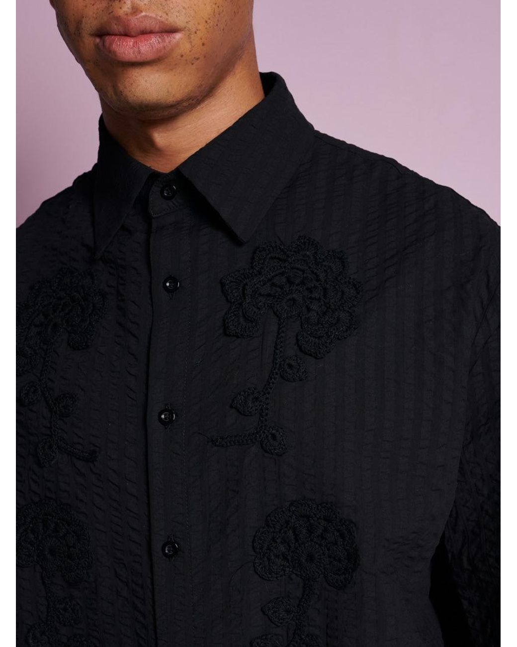 Sister Jane Blue Dorie Crochet Trim Shirt