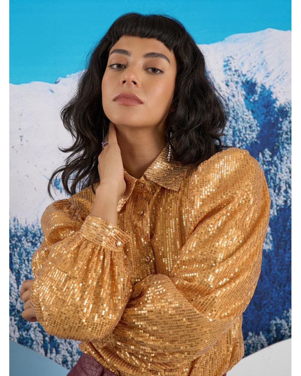 Sister Jane Blue Ghospell Tilda Sequin Shirt