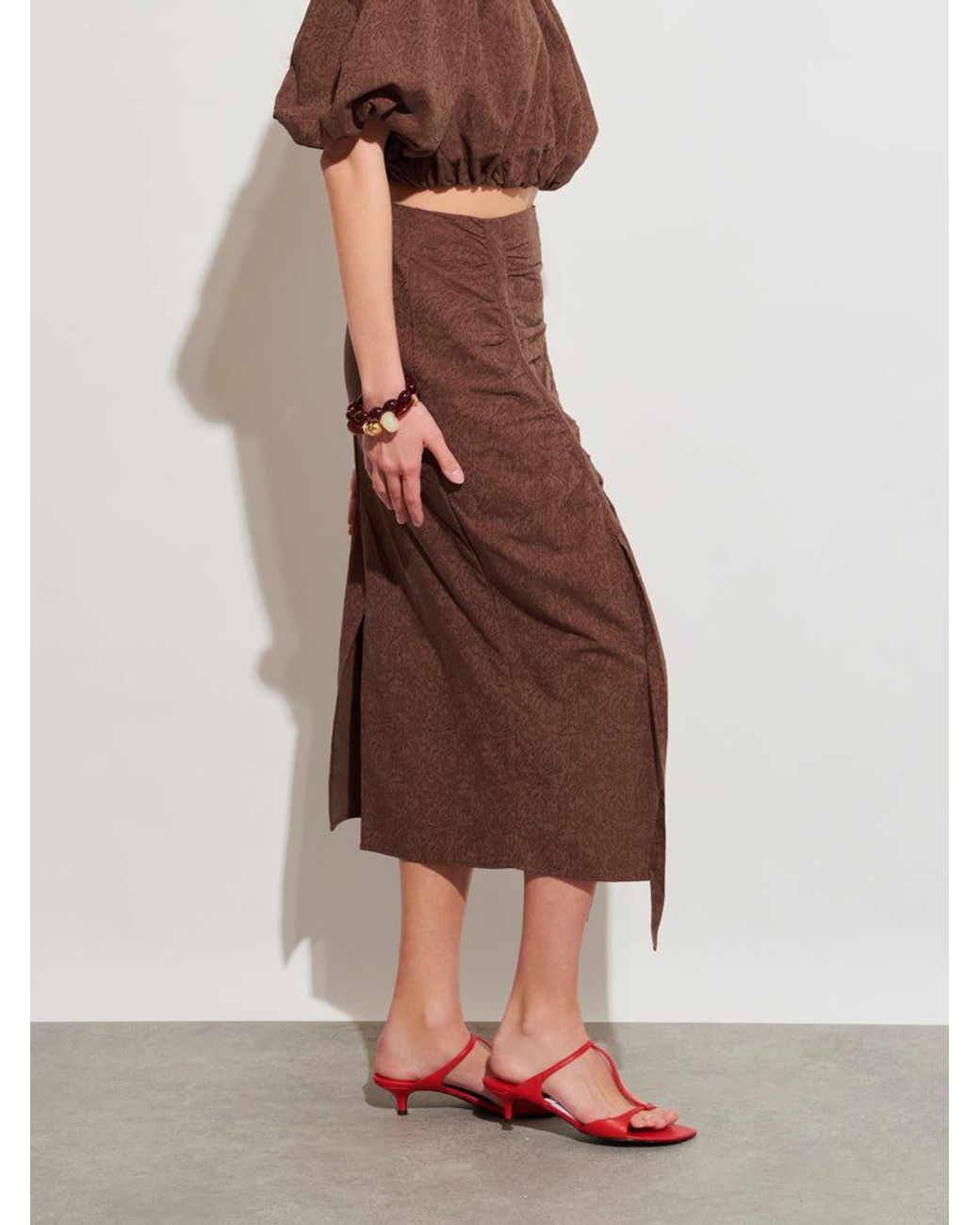 Sister Jane Brown Ghospell Tania Ruched Midi Skirt