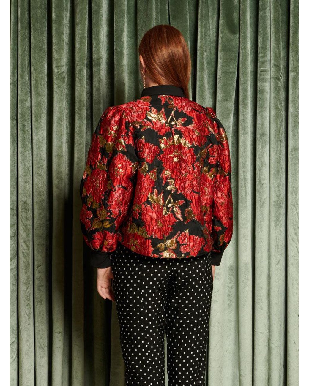 Sister Jane Red Dream Illusions Jacquard Blouse