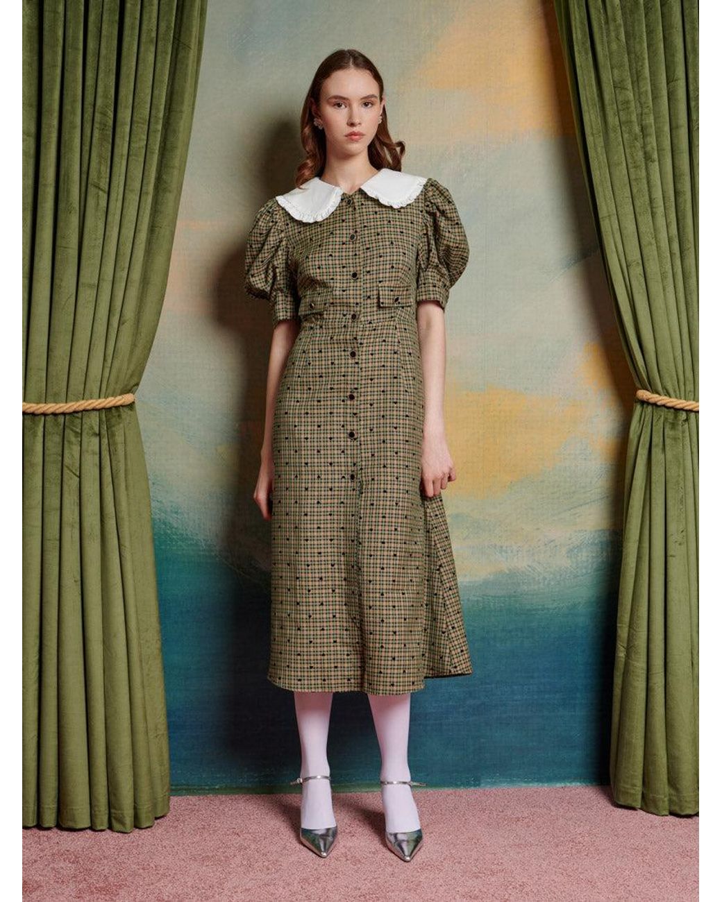 Sister Jane Pine Check Midi Dress in Green | Lyst