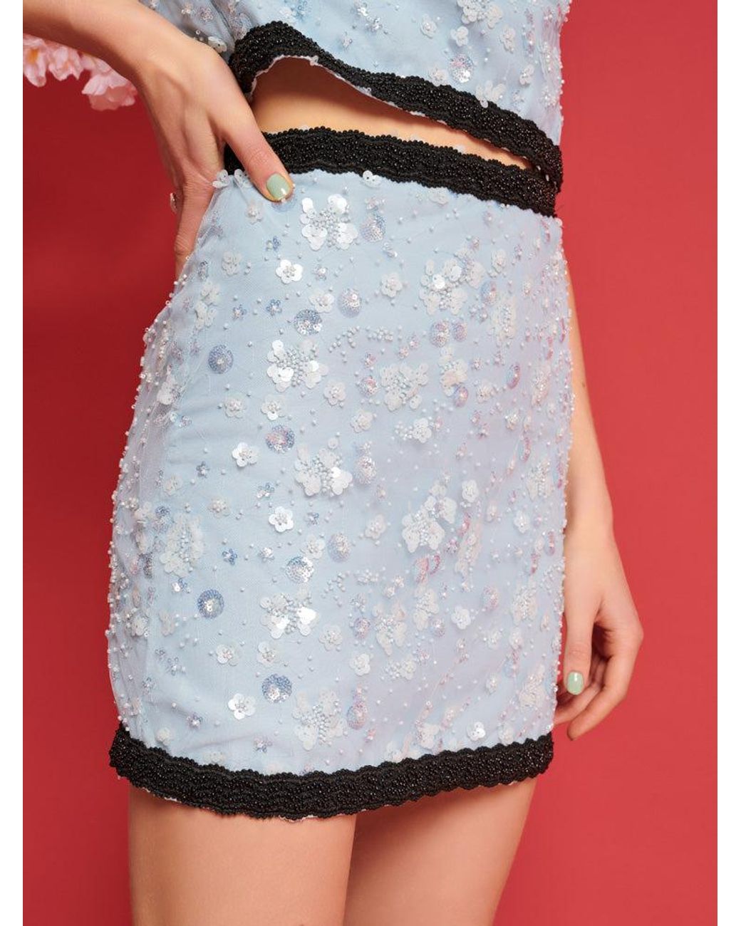 Sister Jane Red Dream Blossom Bead Mini Skirt