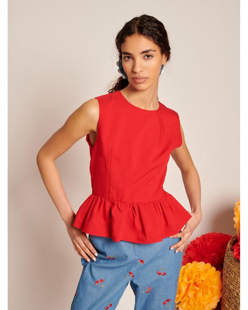 Sister Jane Red Carmen Open Back Top