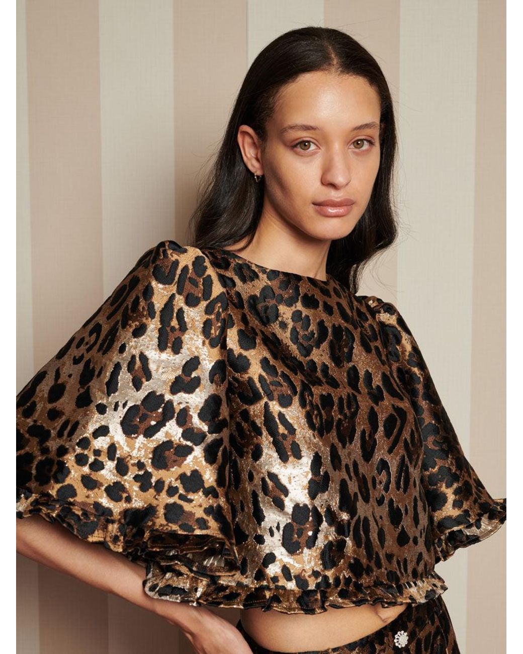 Sister Jane Brown Suite Leopard Jacquard Top