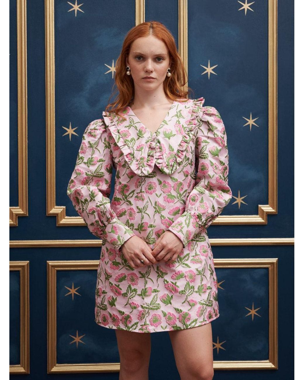 Sister Jane Blue Elsa Jacquard Mini Dress