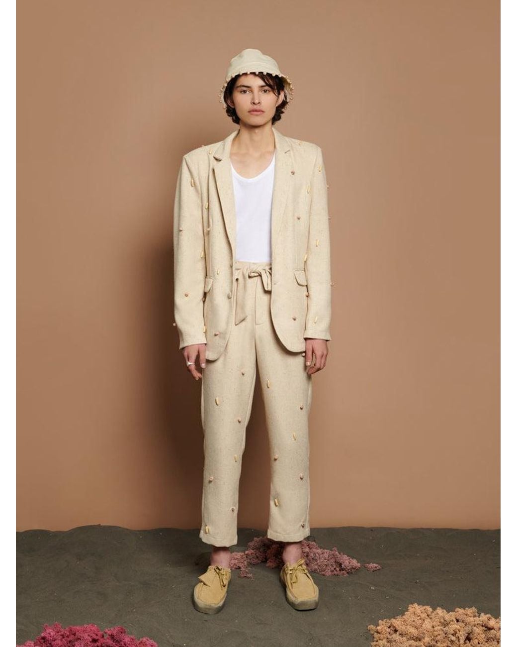 Sister Jane Natural Dylan Bead Single Breasted Blazer