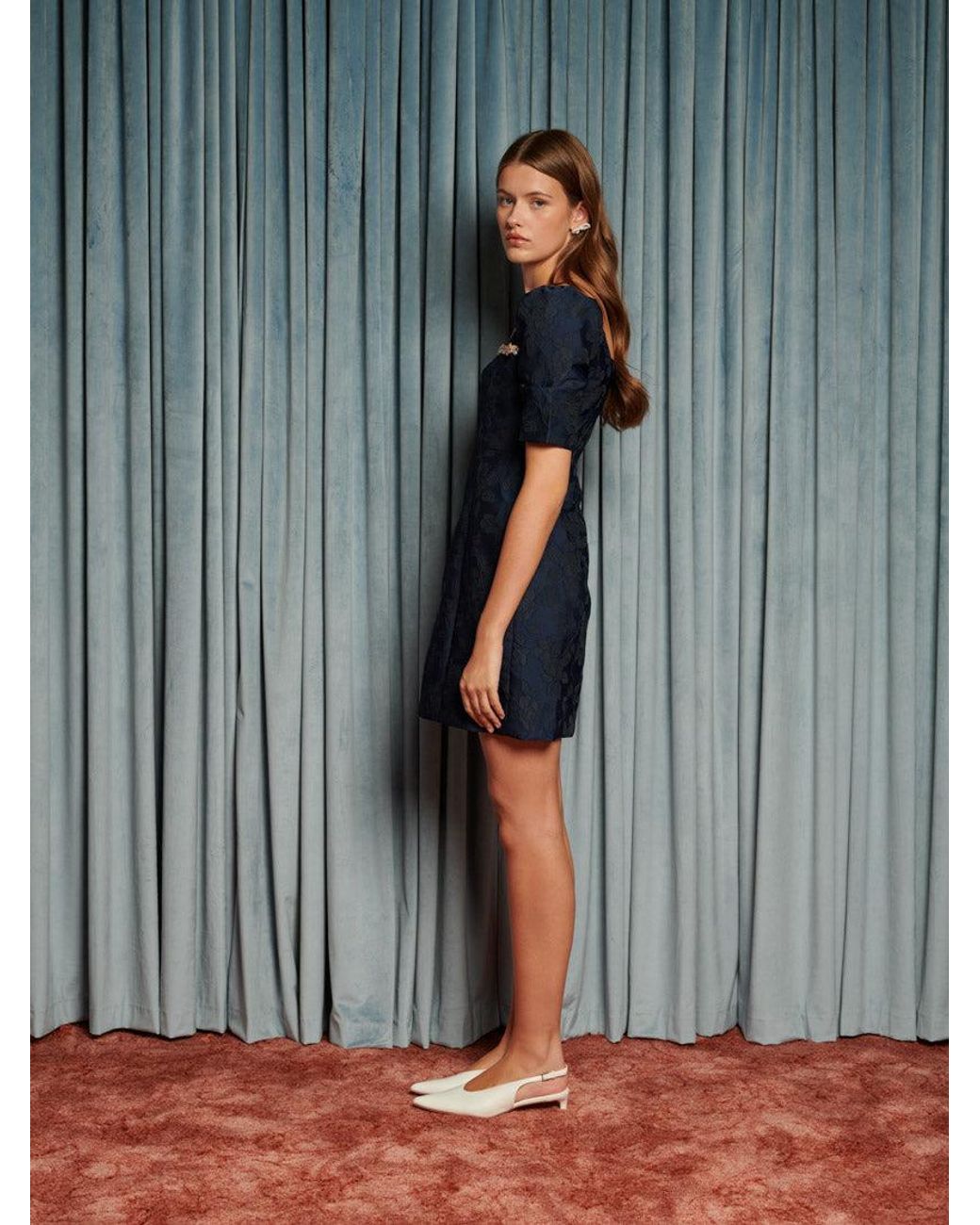 Sister Jane Gray Frame Jacquard Mini Dress