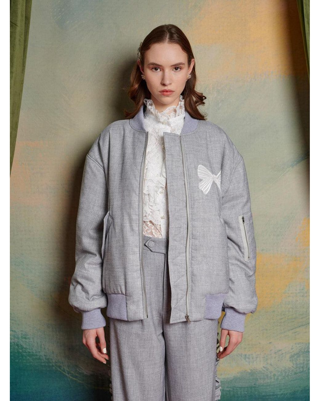 Sister Jane Green Heron Bow Bomber Jacket