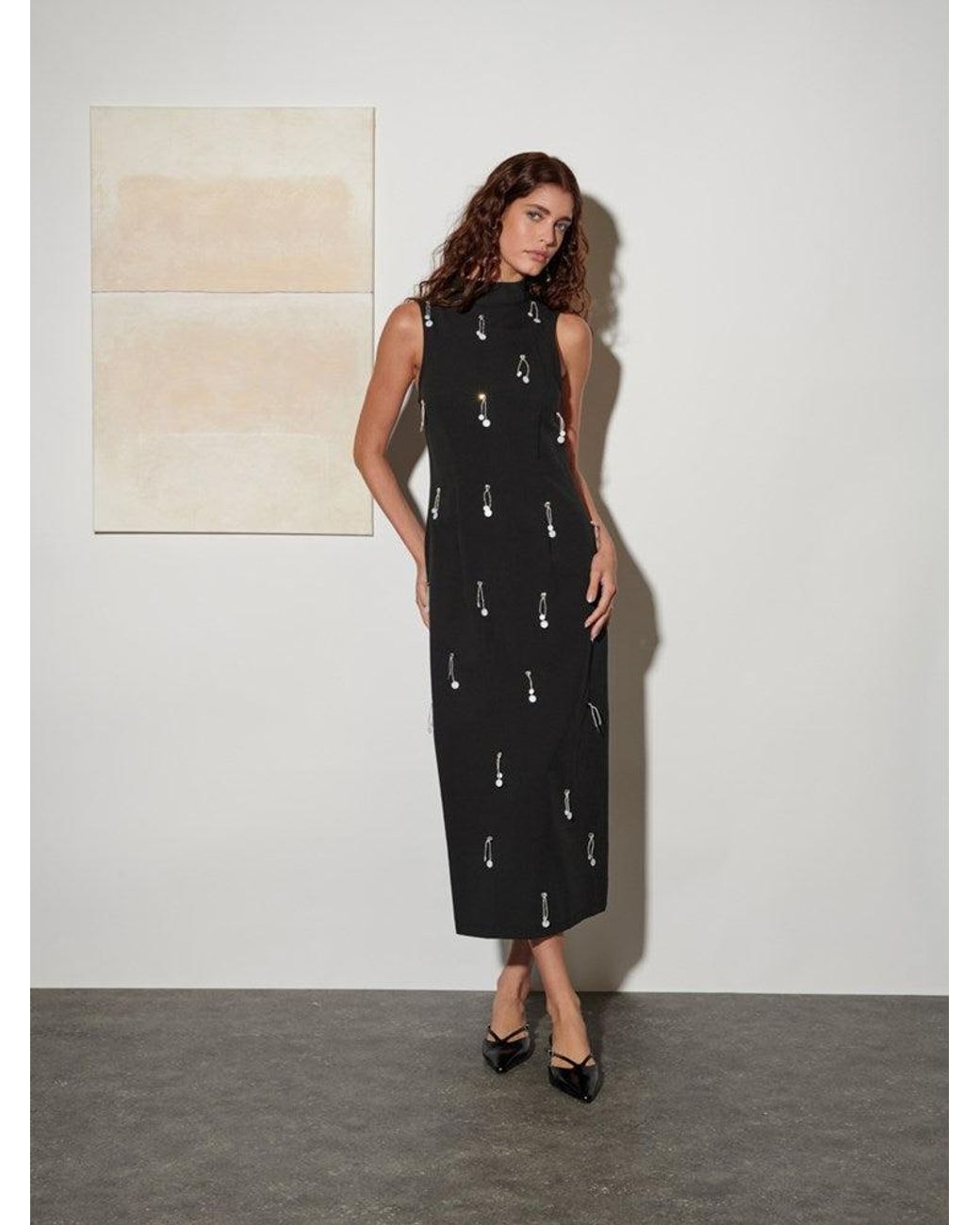 Sister Jane Black Ghospell Augusta Embellished Midi Dress