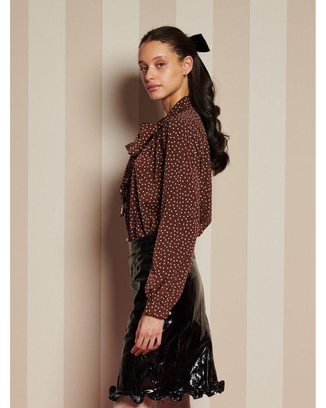 Sister Jane Brown Knick Knack Ruffle Blouse
