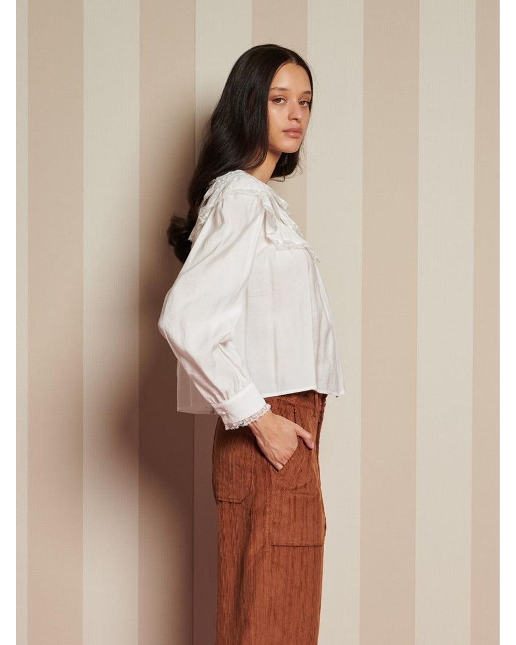 Sister Jane White Chamber Ruffle Top
