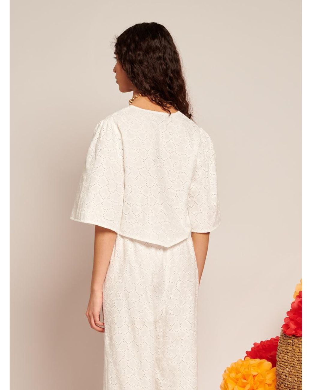 Sister Jane White Blanca Broderie Anglaise Top