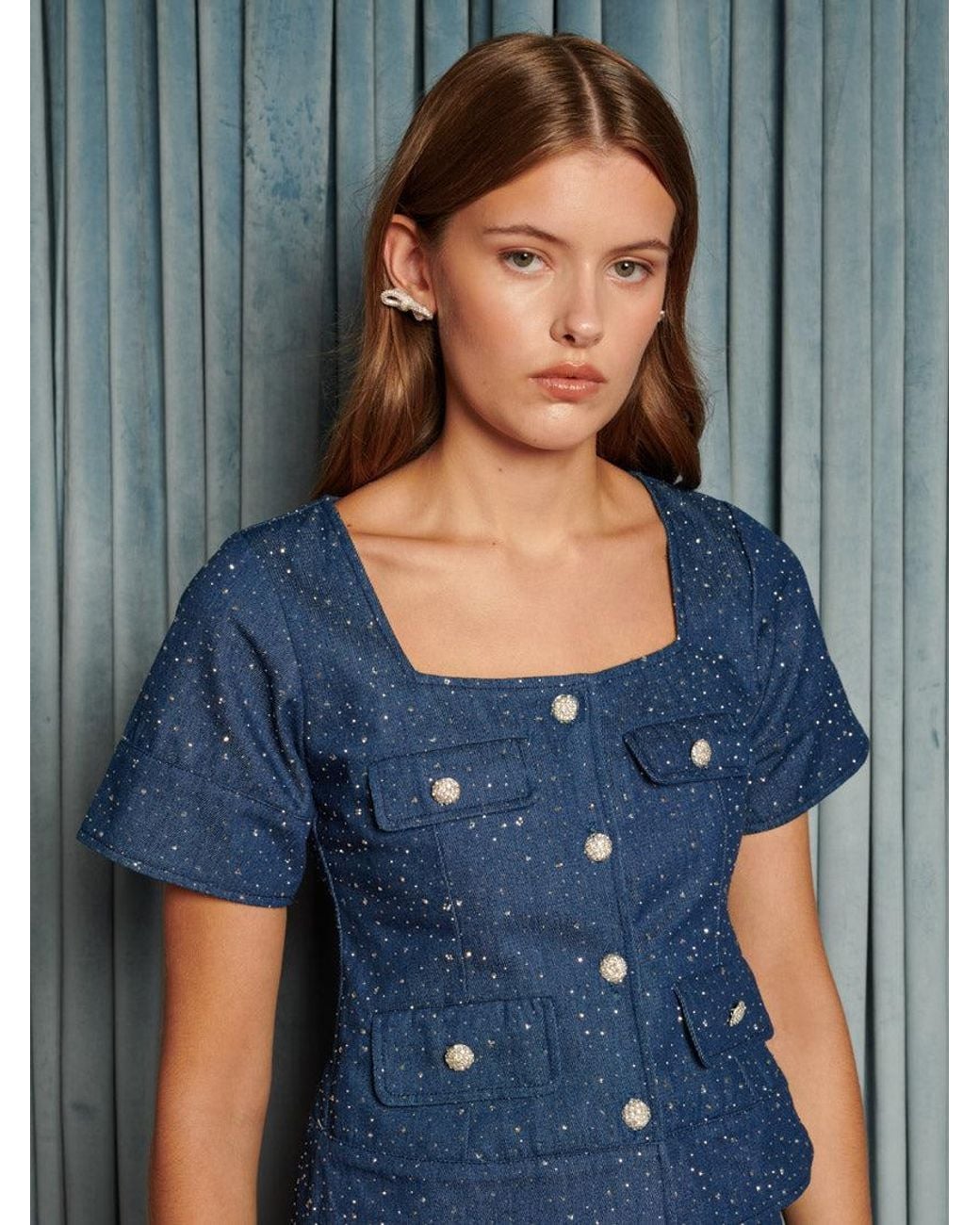 Sister Jane Blue Daze Embellished Denim Top