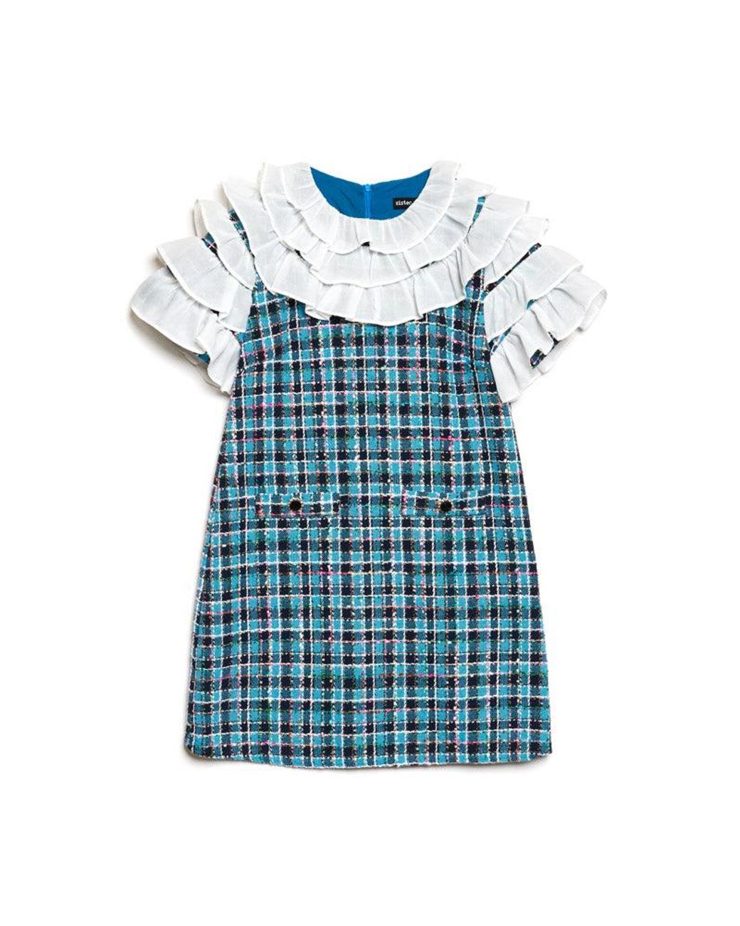 Sister Jane Blue Chamber Tweed Check Mini Dress