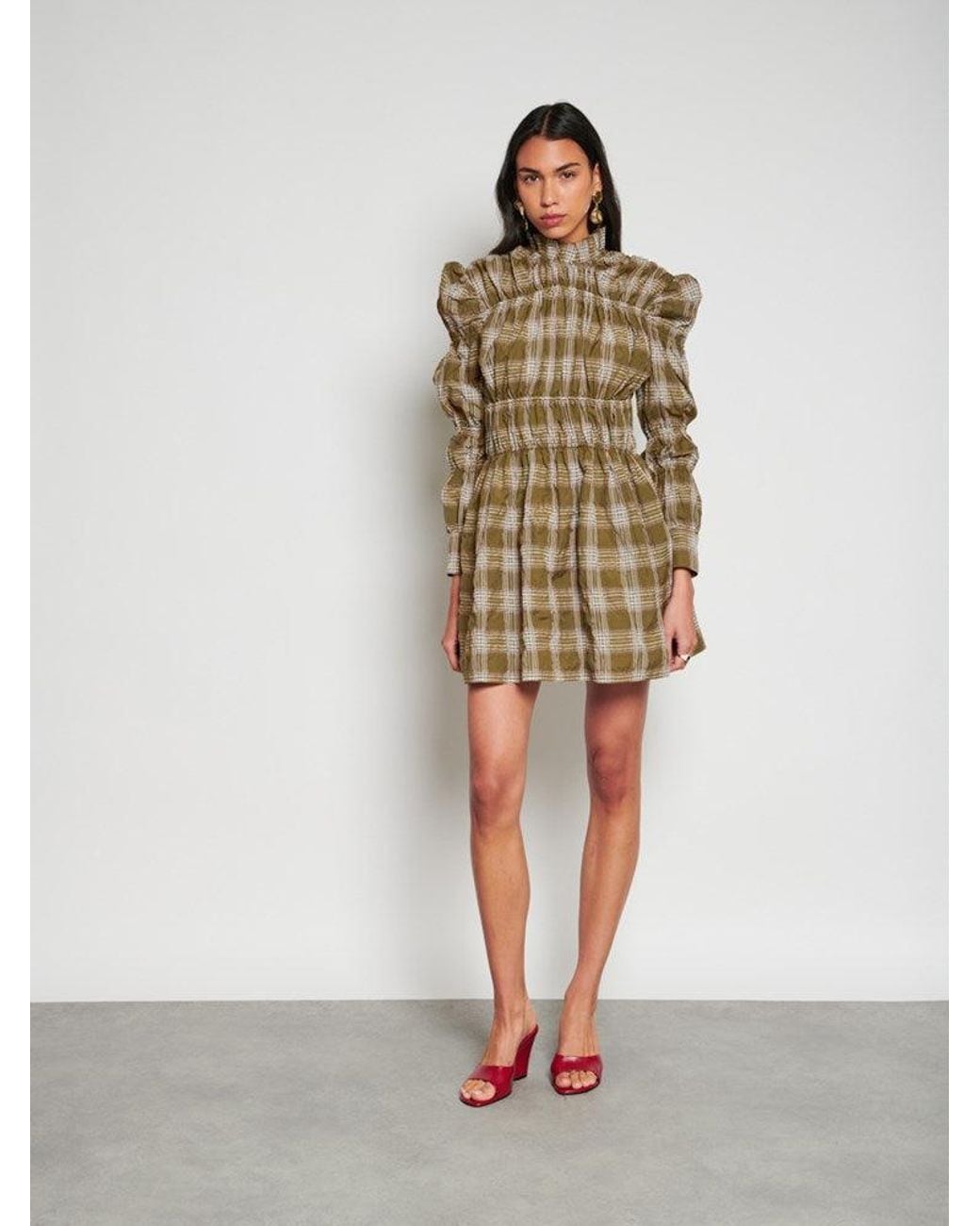 Sister Jane Green Ghospell Fern Check Ruched Mini Dress