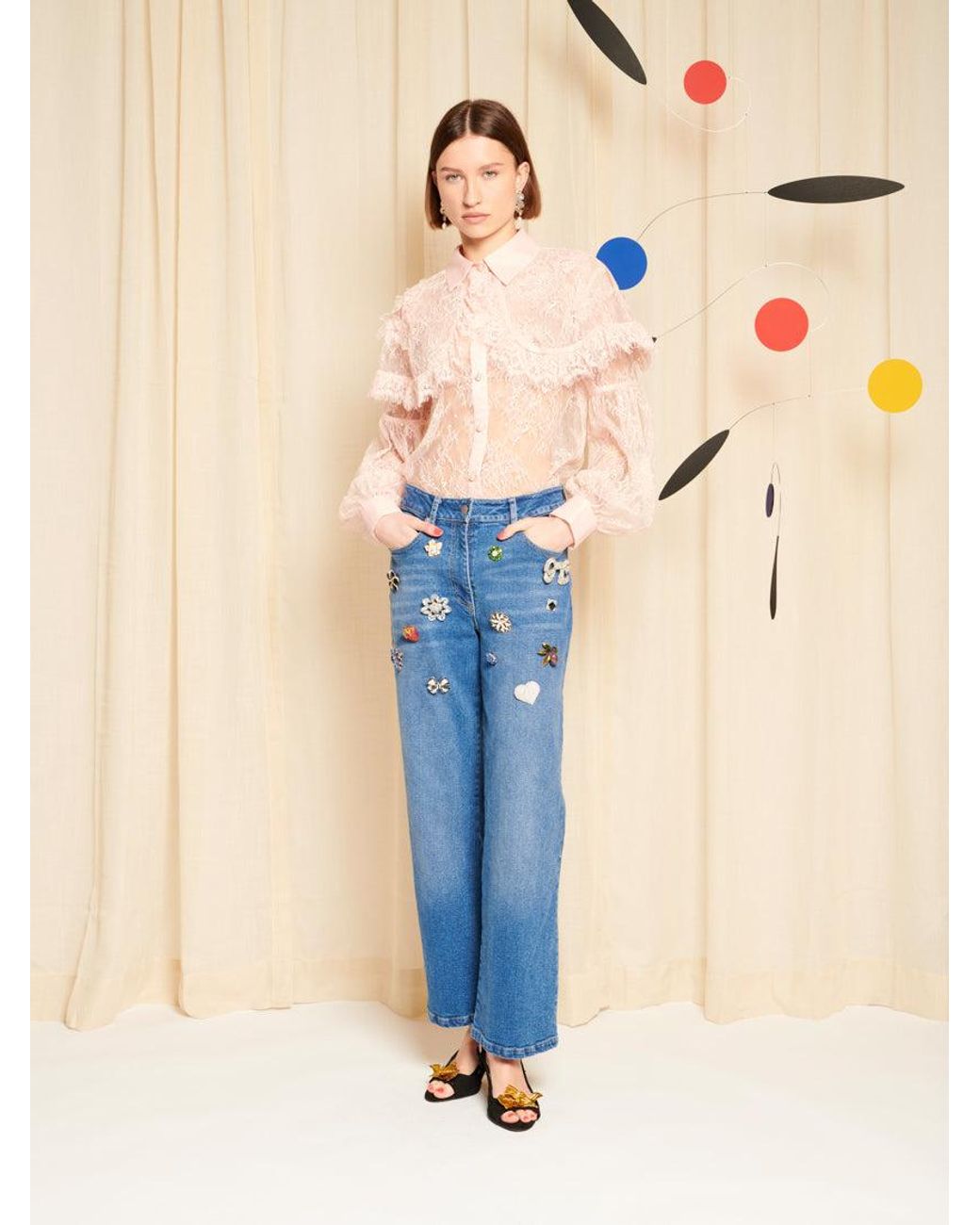 Sister Jane Blue Dream Rose Lace Collar Blouse