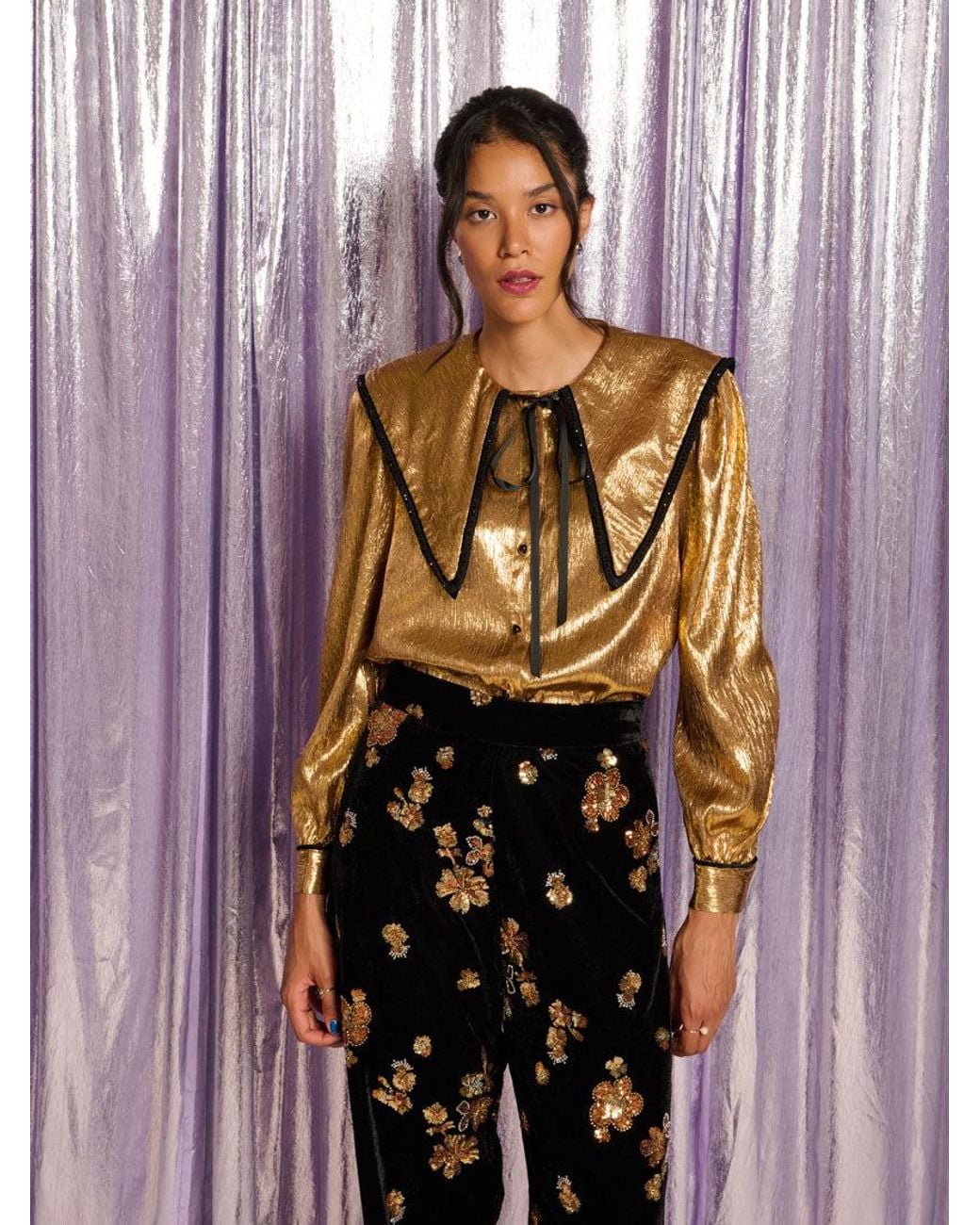 Sister Jane Purple Rendez-vous Lame Blouse