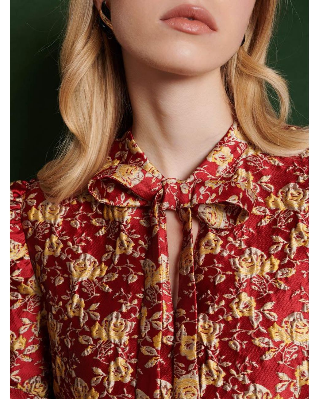 Sister Jane Red Odyssey Jacquard Mini Dress