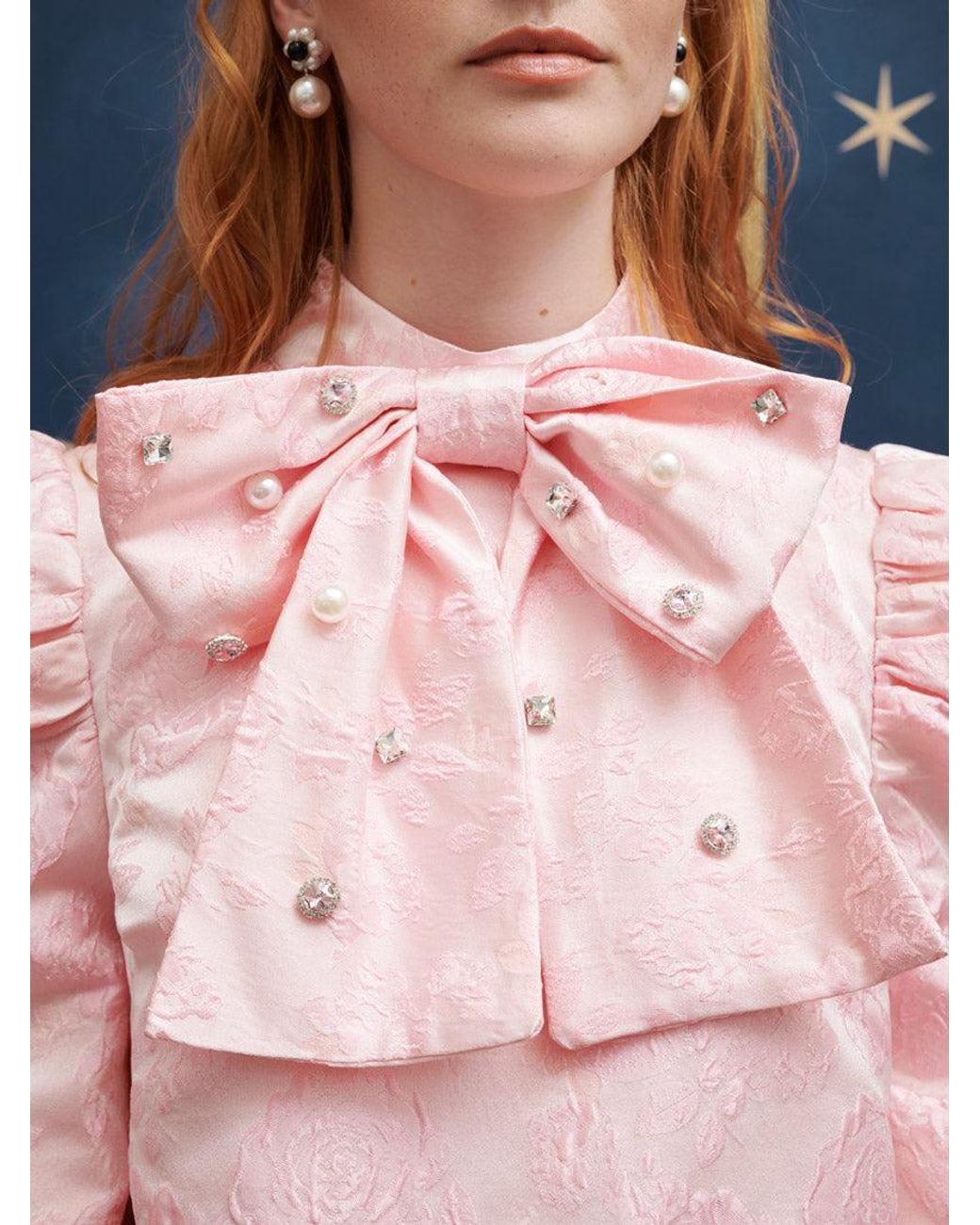 Sister Jane Blue Sparkle Jacquard Bow Dress