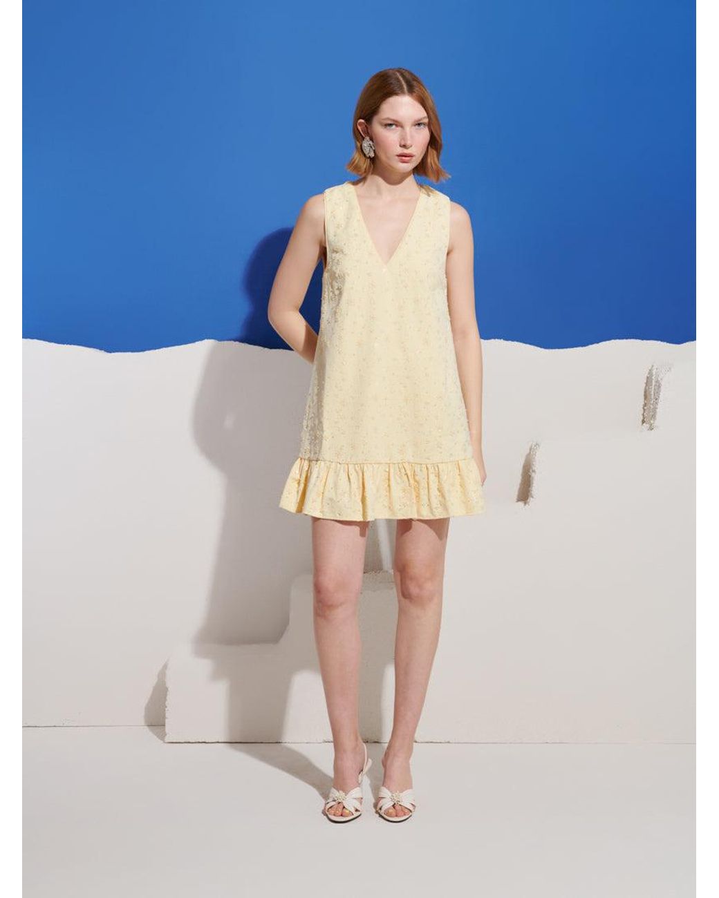 Sister Jane Blue Lemon Zest Embellished Mini Dress