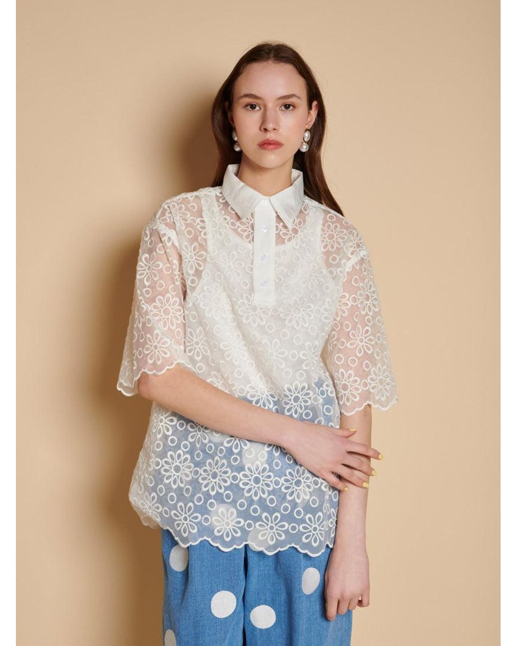 Sister Jane Blue Walter Embroidered Polo Top