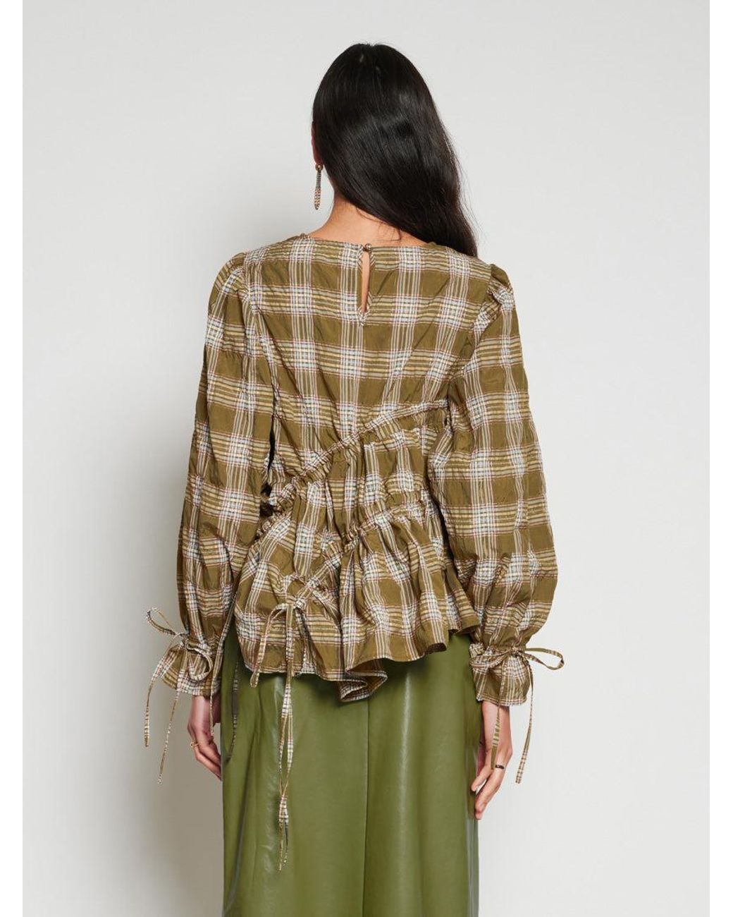 Sister Jane Green Ghospell Fern Check Ruched Top