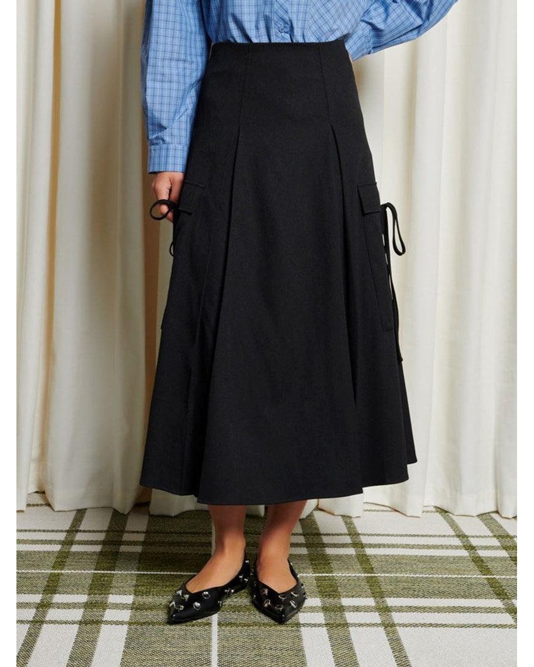 Sister Jane Blue Ghospell Fia Pleated Midi Skirt