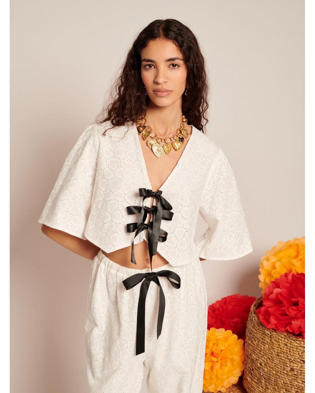 Sister Jane White Blanca Broderie Anglaise Top