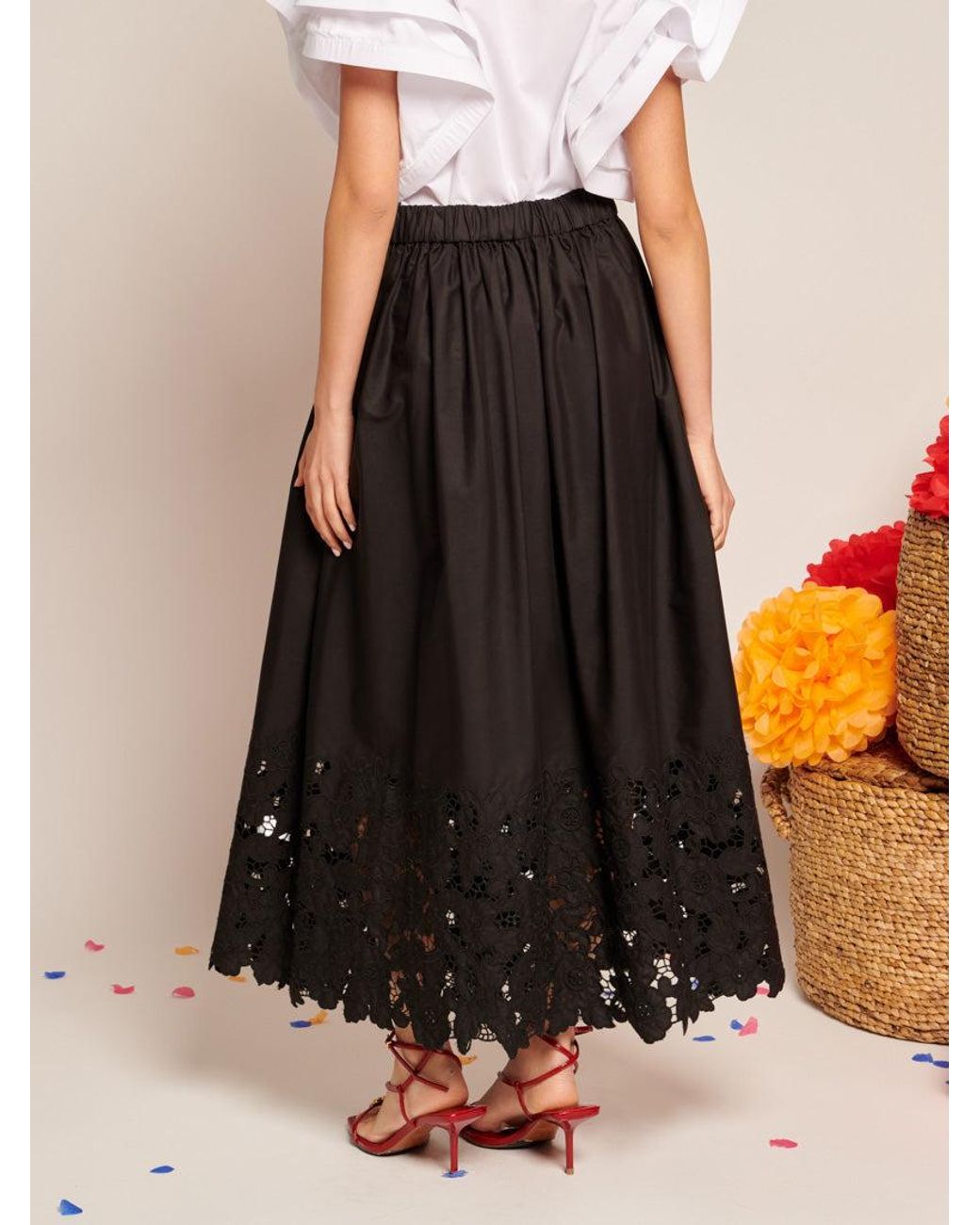 Sister Jane Black La Fiesta Embroidered Maxi Skirt