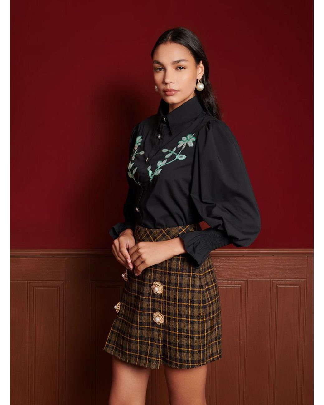 Sister Jane Red Dream Portrait Embroidery Shirt