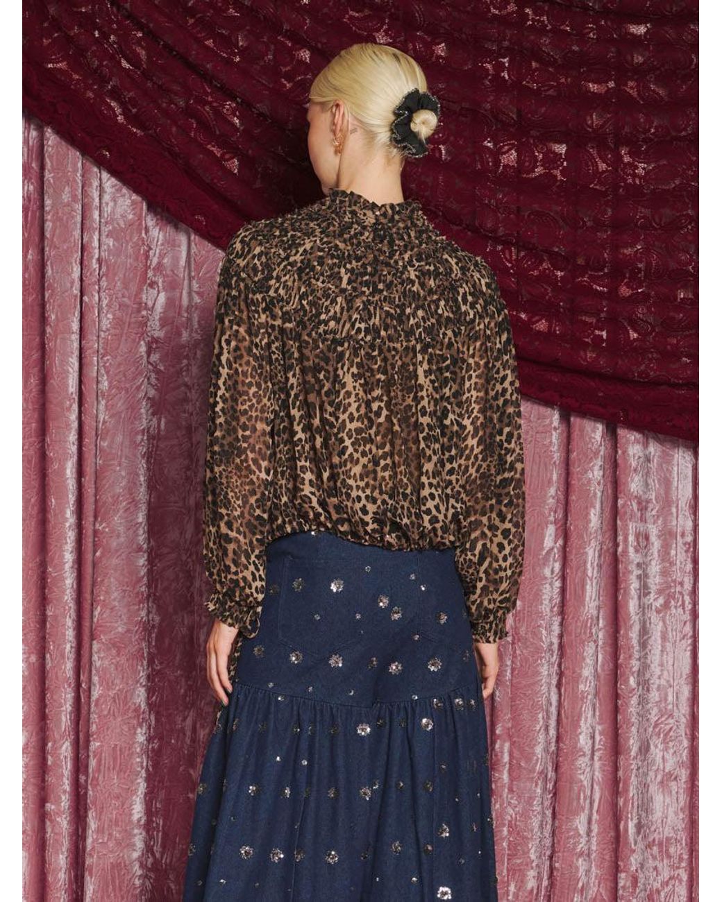 Sister Jane Red Dream Paradox Leopard Ruched Top