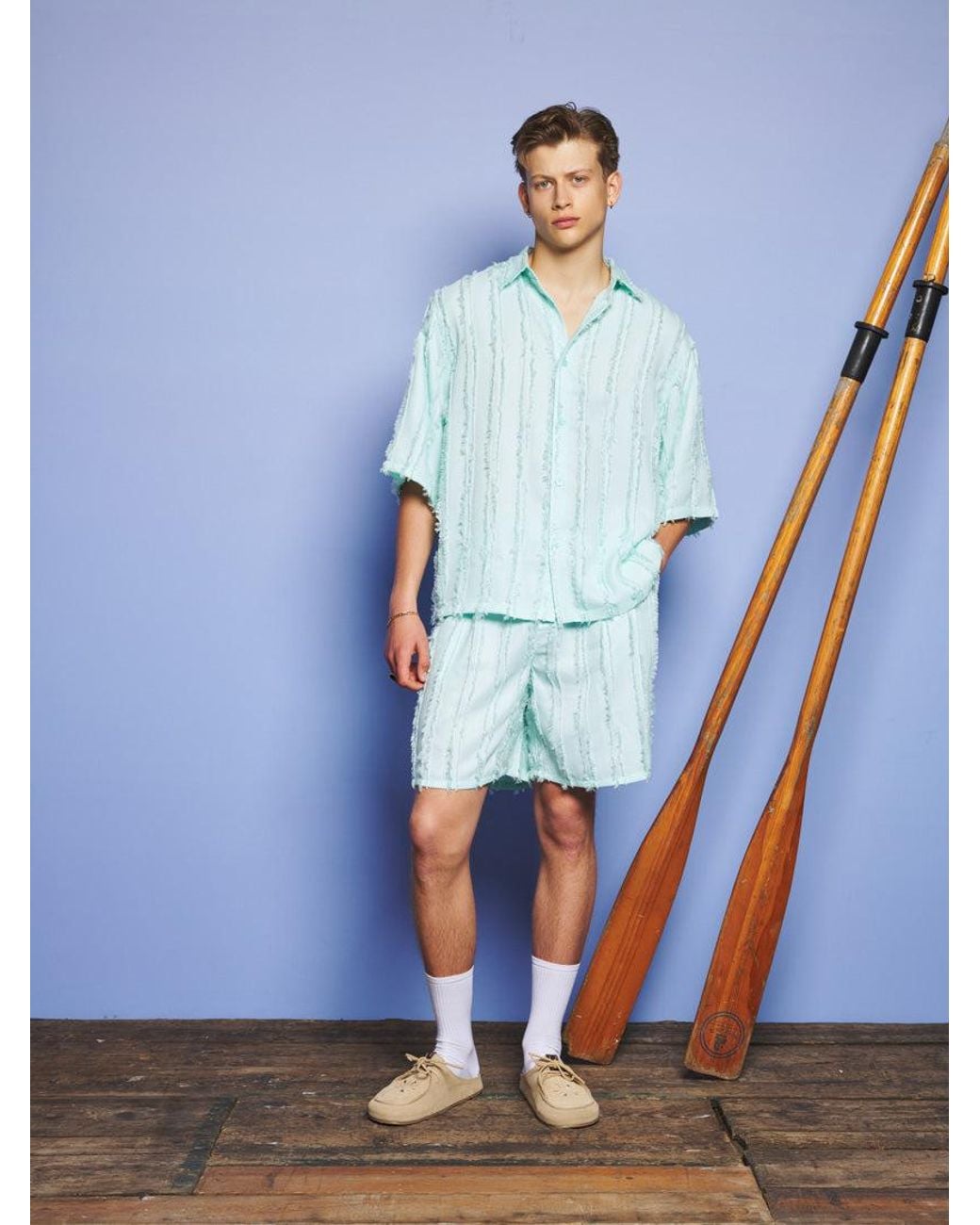 Sister Jane Blue Davy Frayed Bermuda Shorts