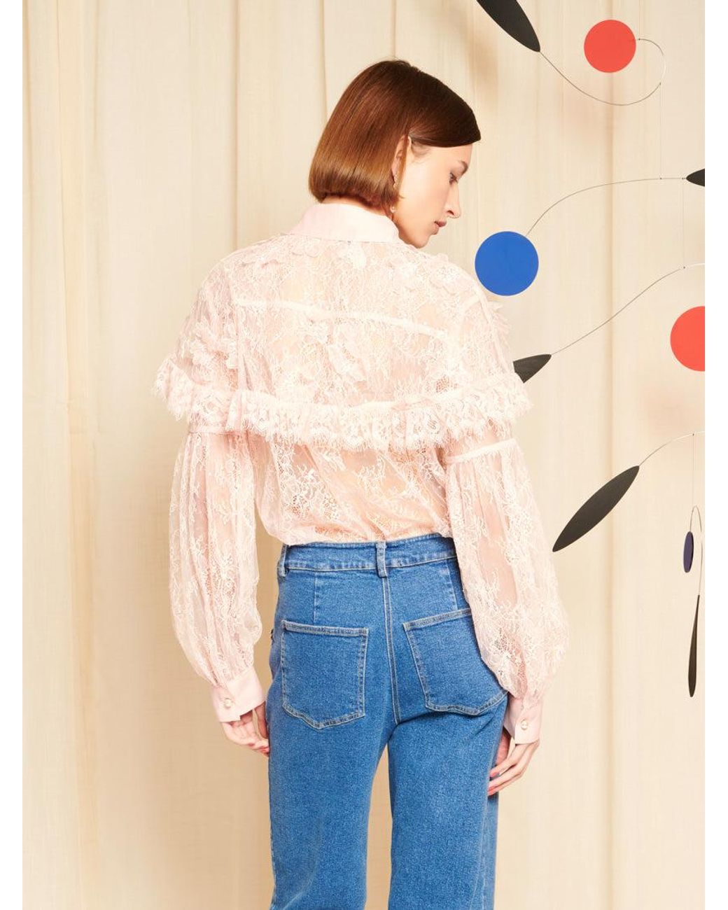 Sister Jane Blue Dream Rose Lace Collar Blouse