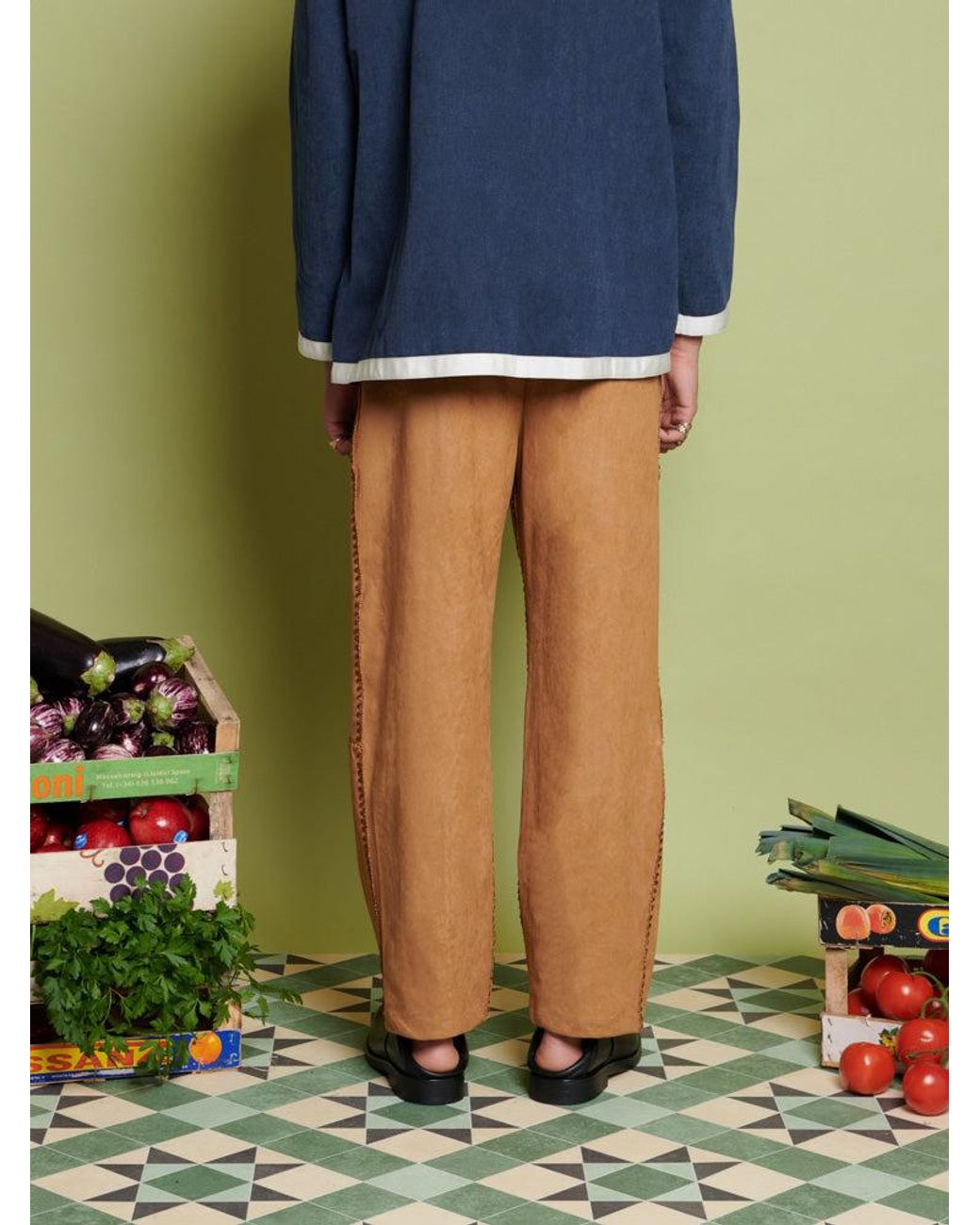 Sister Jane Green Clay Patchwork Trousers