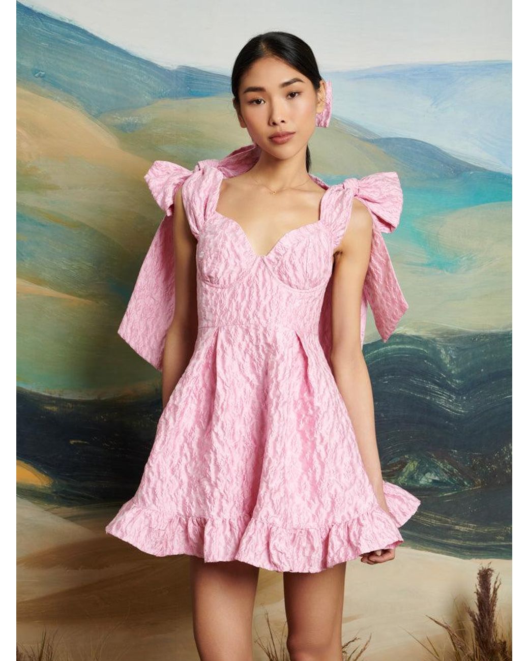 新作 英国発 Sister Jane 限定 DREAM Brambling Jacquard Dress Dream Sister Jane Blooming jacquard mini dress in cornflower
