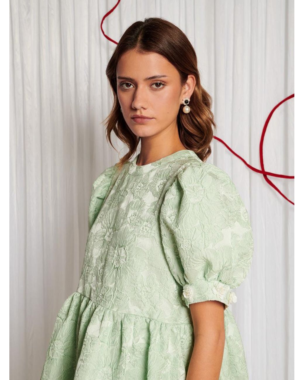 Sister Jane Dream Plume Jacquard Mini Dress in Green | Lyst