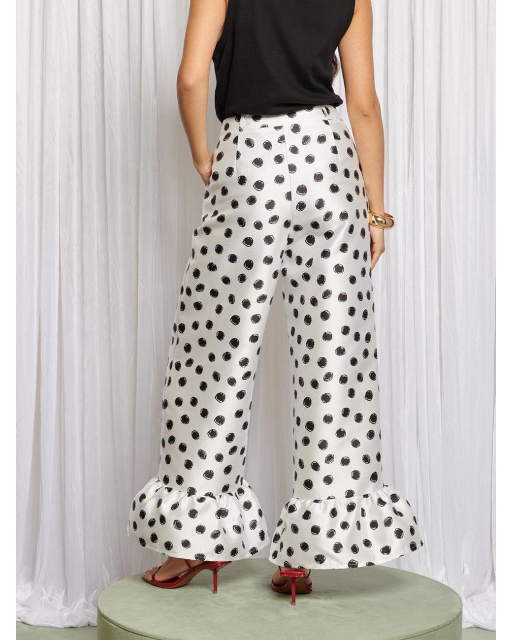 Sister Jane White Spot Wide Leg Trousers
