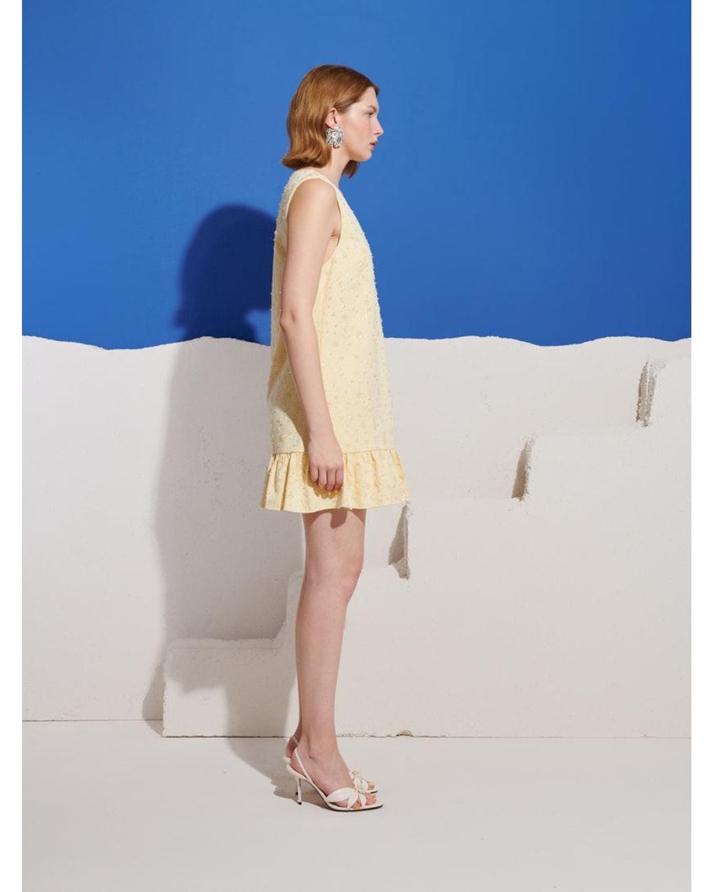 Sister Jane Blue Lemon Zest Embellished Mini Dress