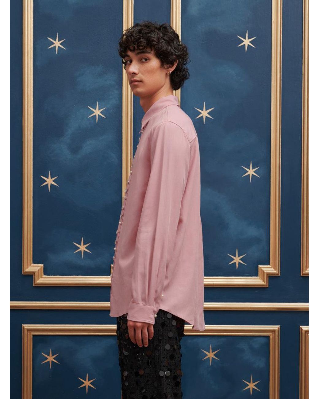 Sister Jane Blue Penny Bejewelled Placket Shirt