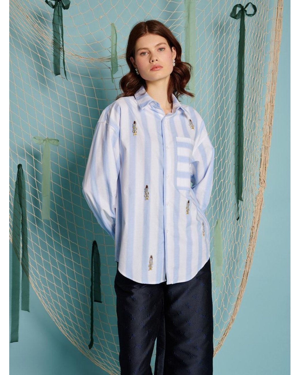 Sister Jane Blue Fisher Stripe Shirt