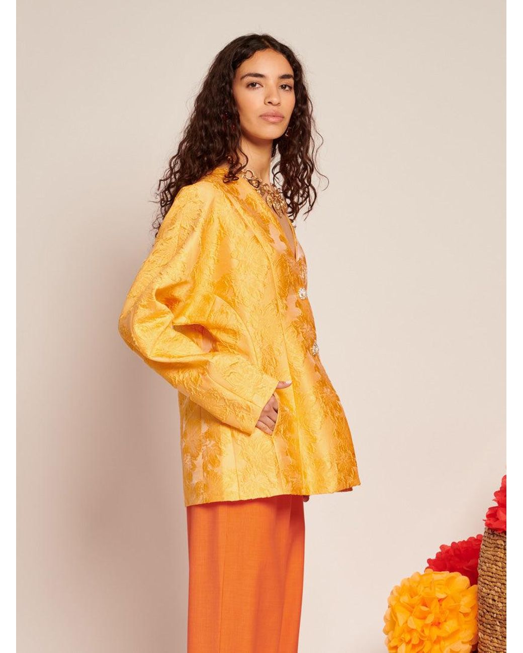 Sister Jane Orange Sol Jacquard Blazer