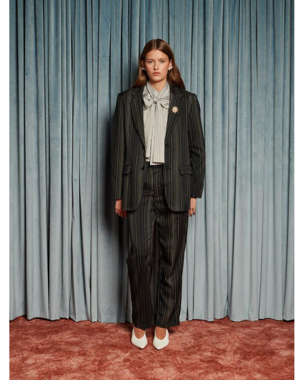 Sister Jane Gray Richie Stripe Single Breasted Blazer