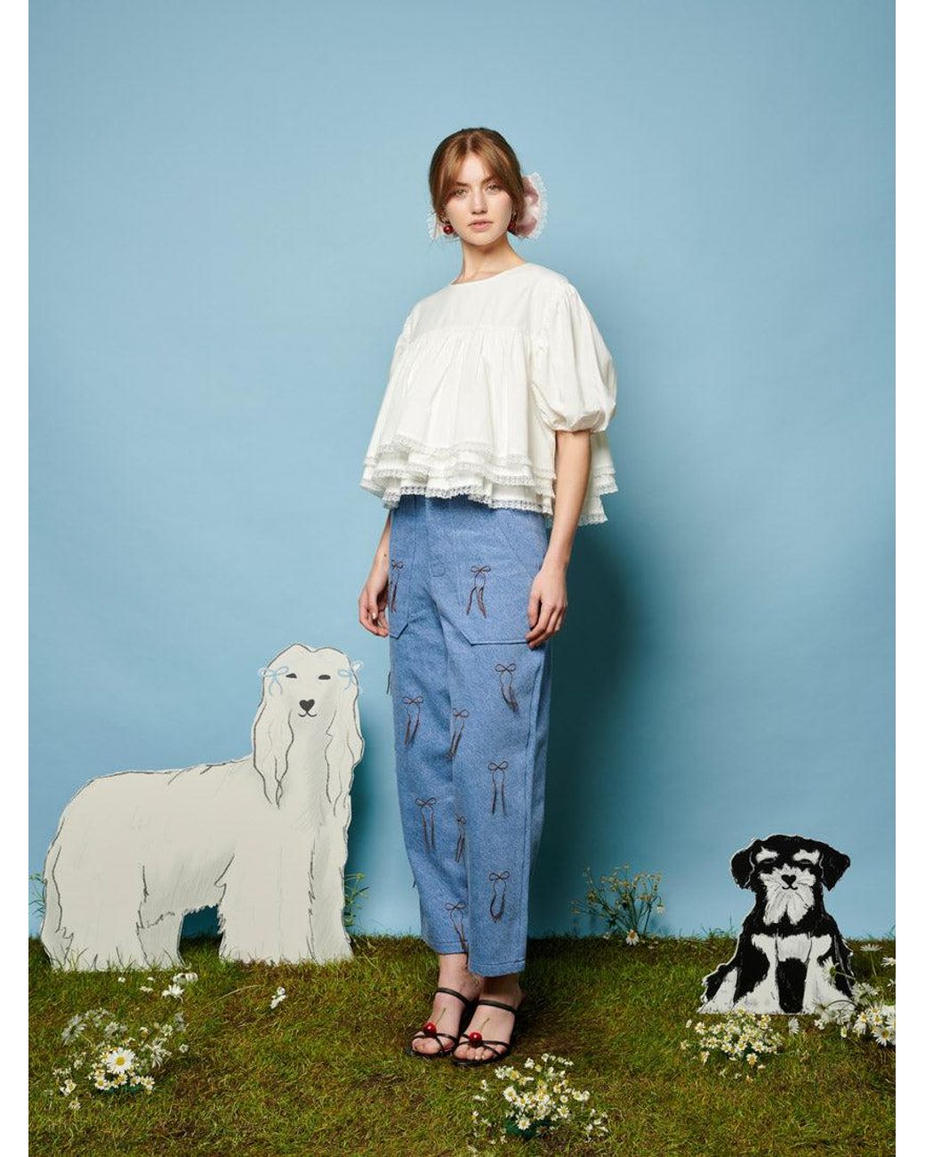 Sister Jane Blue Honeycomb Denim Trousers