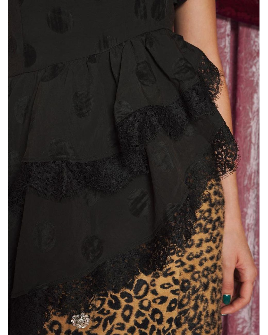 Sister Jane Purple Dream Mirage Spot Ruffle Top