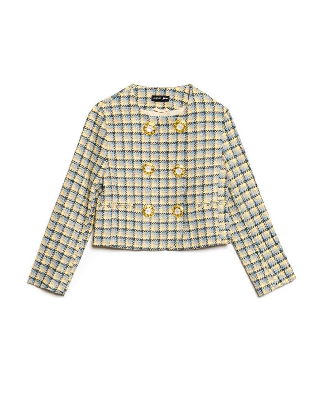 Sister Jane Brown Nook Check Double Breasted Jacket